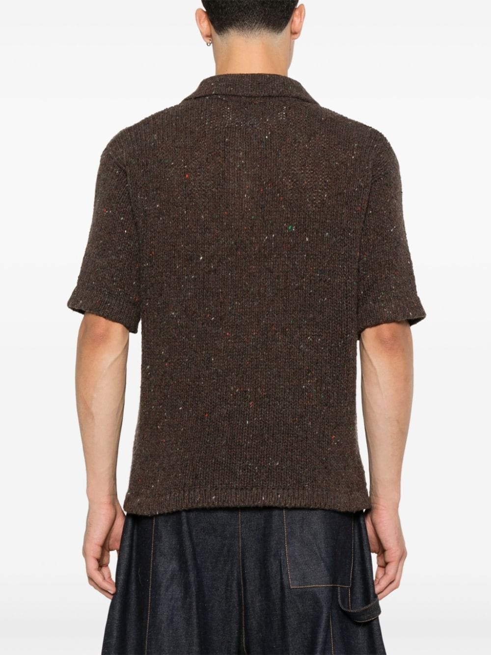 speckle-knit polo sweater - 5