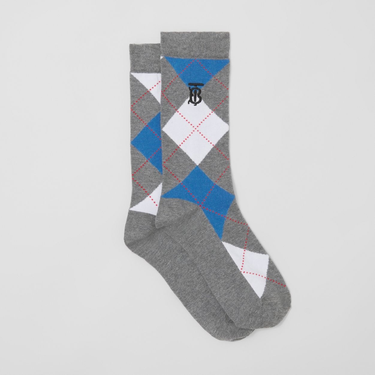 Argyle Intarsia Cotton Cashmere Blend Socks - 4