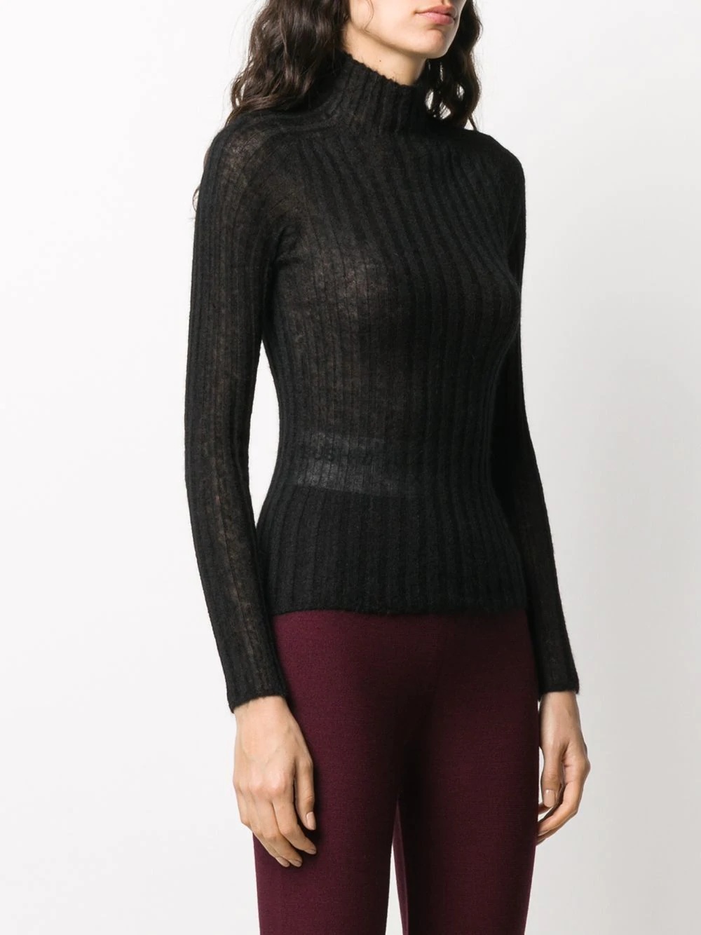  LADIES HIGH NECK KNIT TOP BLACK  - 3