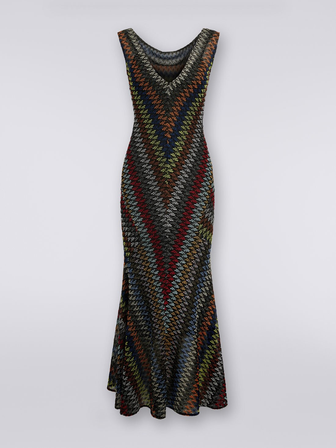 Long lamé viscose V-neck dress - 1