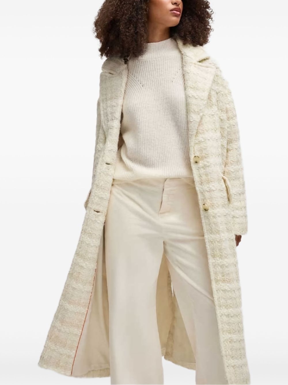 bouclé-knit coat - 3