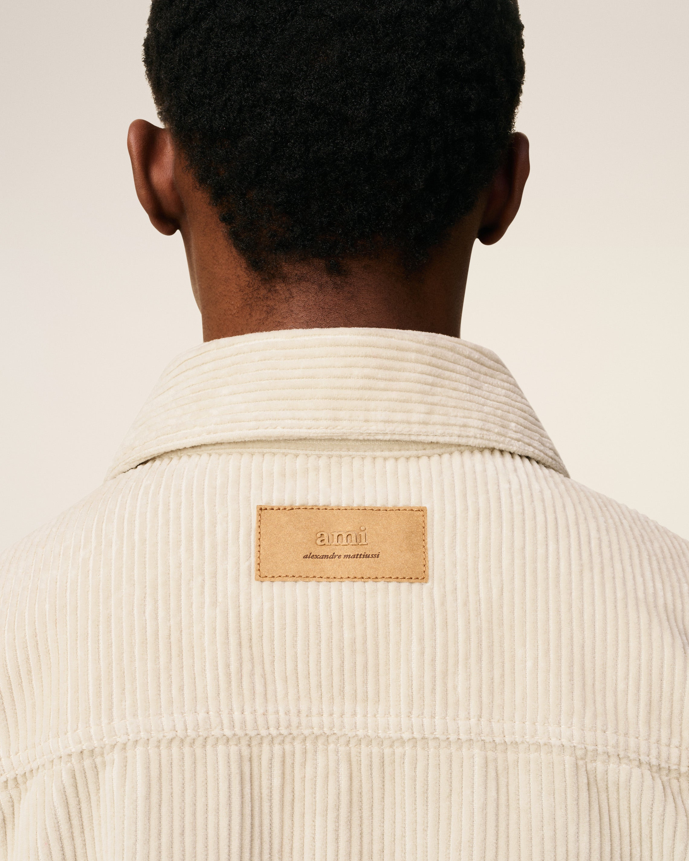 WHITE COTTON CORDUROY SIDE SLIT OVERSHIRT - 15