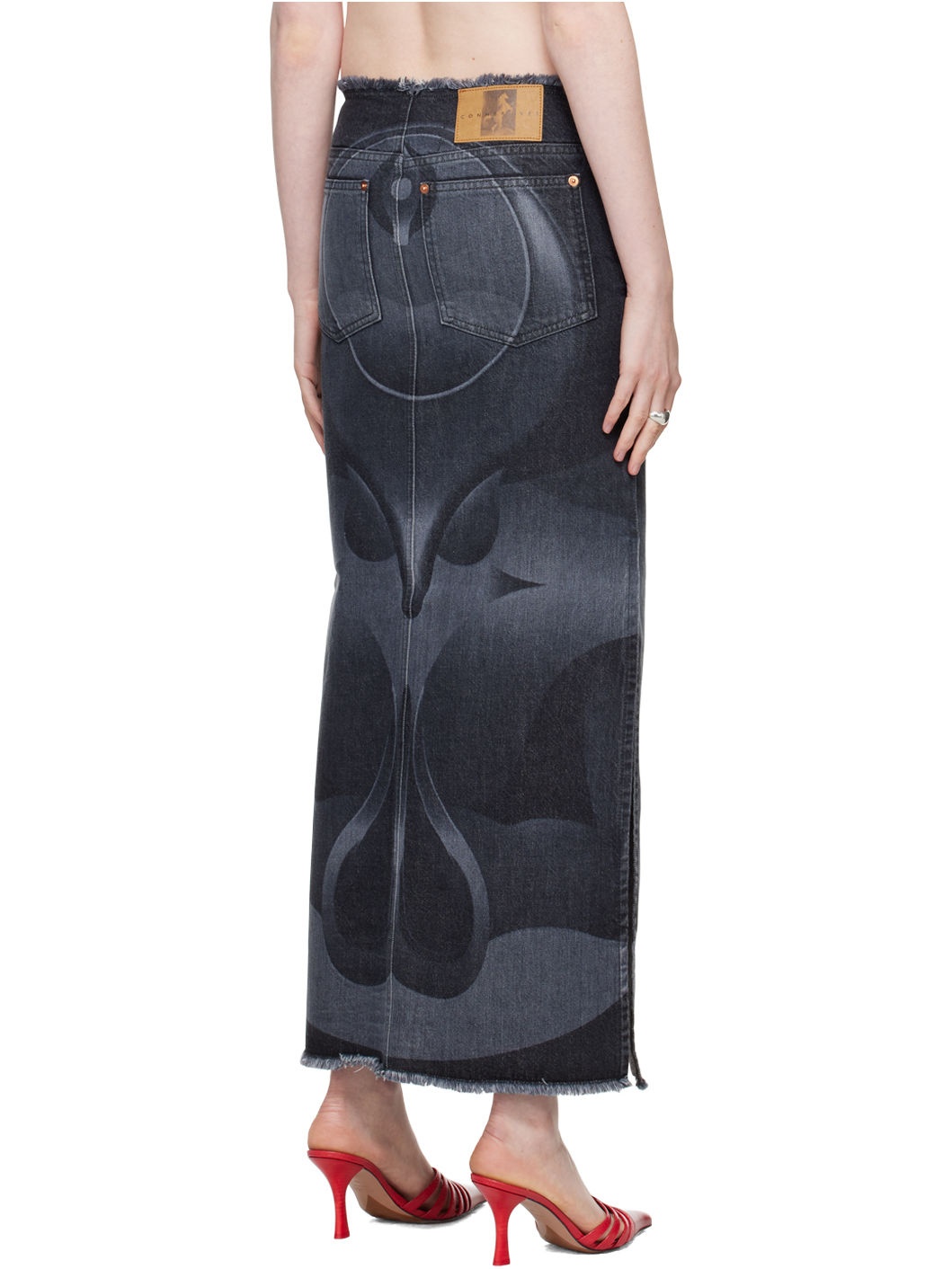 Black Ghulam Denim Midi Skirt - 3