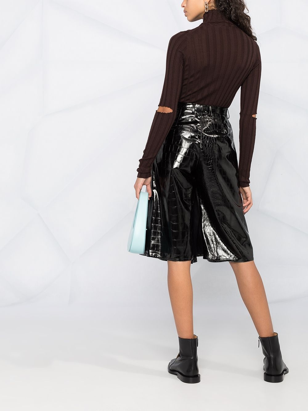 embossed faux-leather shorts - 6