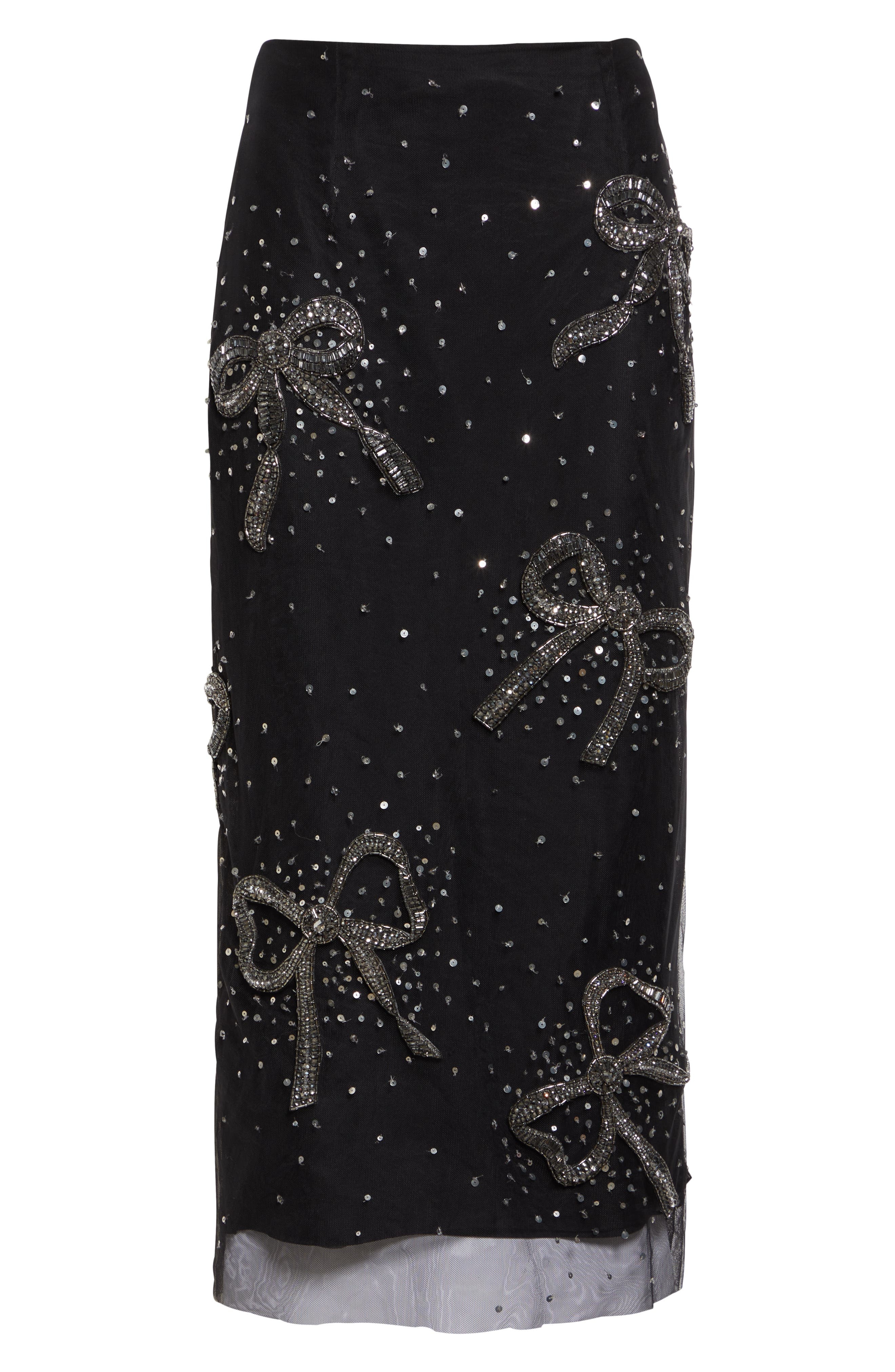 Carolina Herrera Bow Embellished Tulle Midi Skirt in Black at Nordstrom - 6