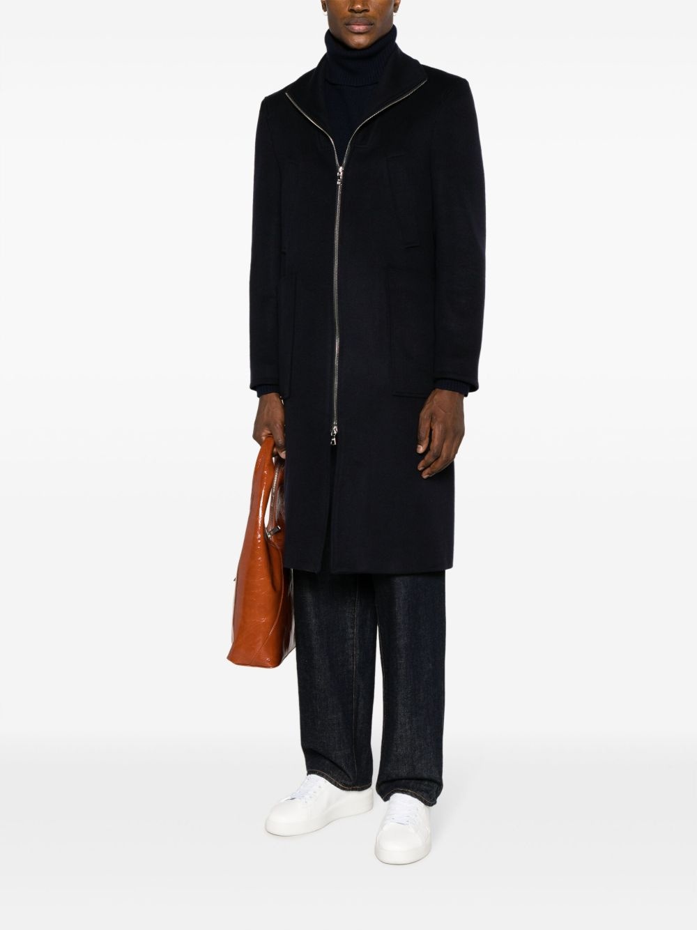 zip-up virgin wool coat - 2