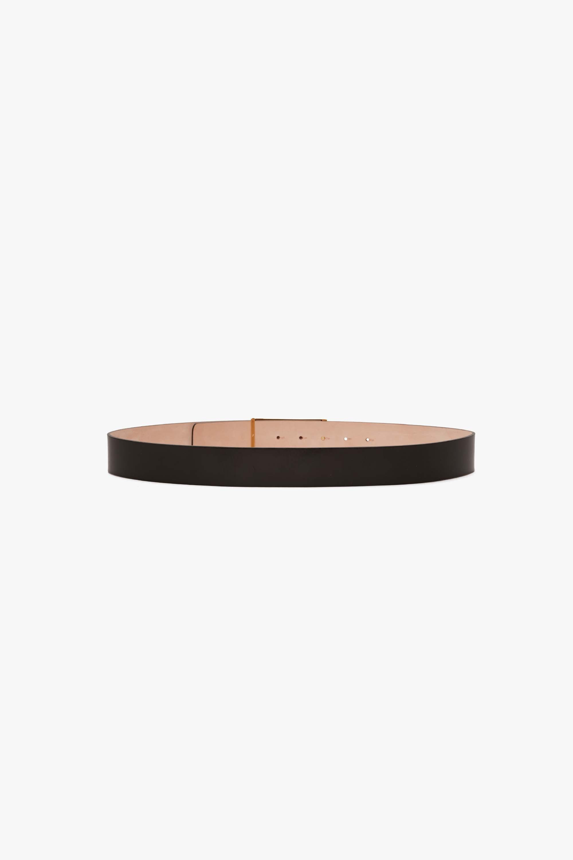 Jumbo Frame Belt In Black Glossed Leather - 3