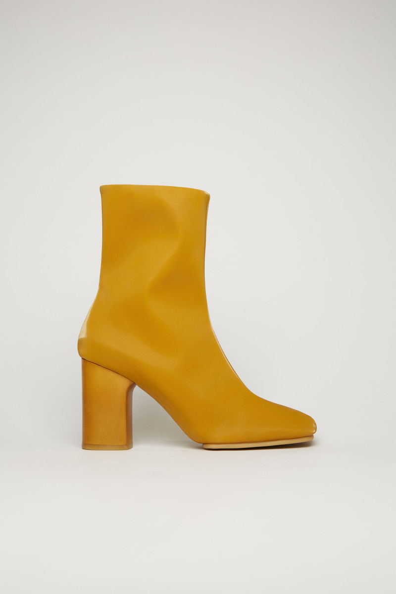 Vinyl ankle boots mustard yellow 1