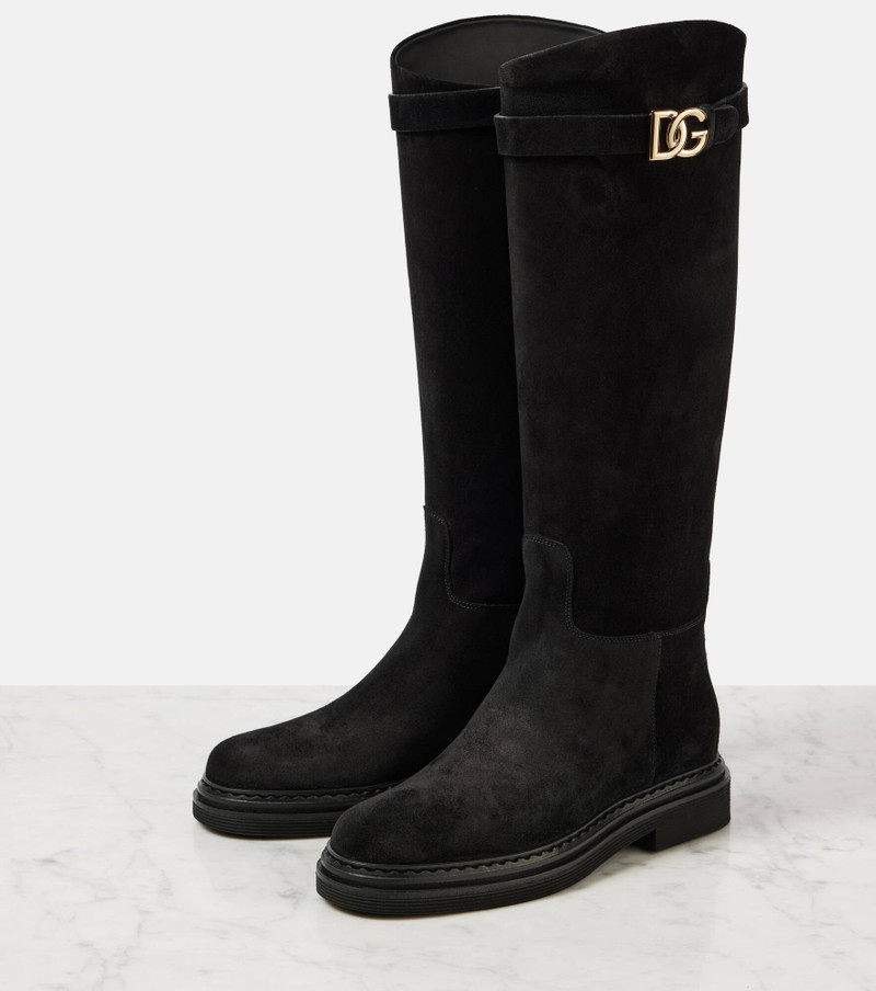 Logo suede knee-high boots 4