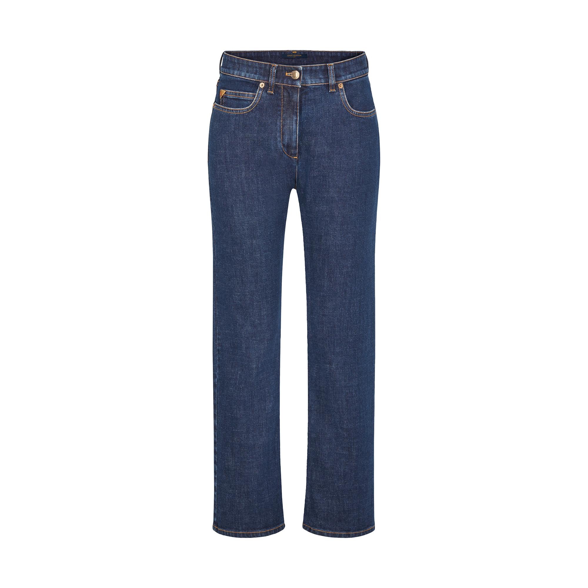 Mid-Rise, Straight Classic Jeans In Stretch Indigo Denim - 1