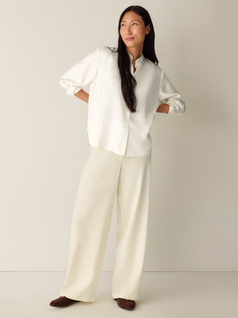 EILEEN FISHER Silk Twill Band Collar Shirt outlook