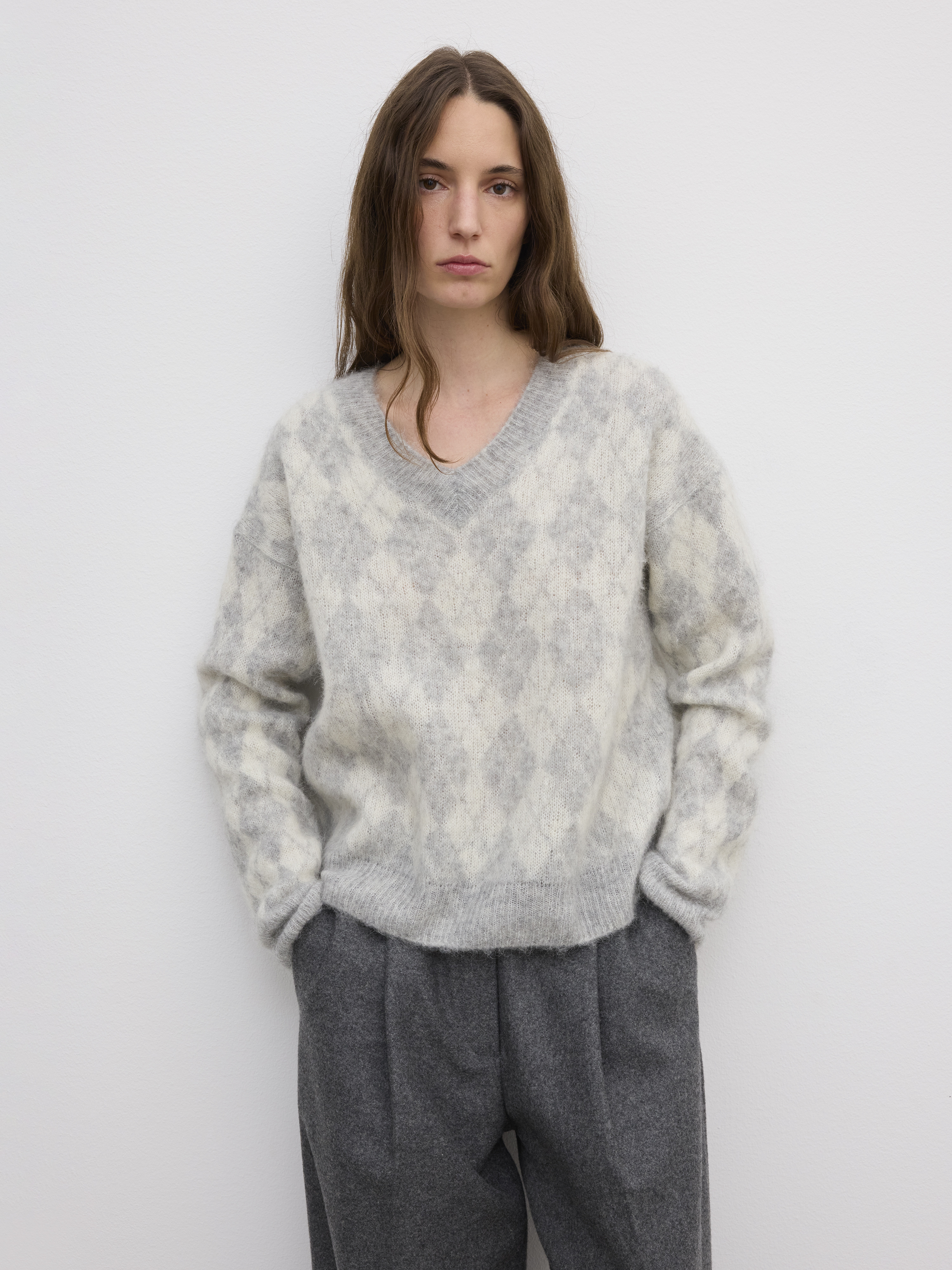 Brushed Argyle Alpaca Knit - 2