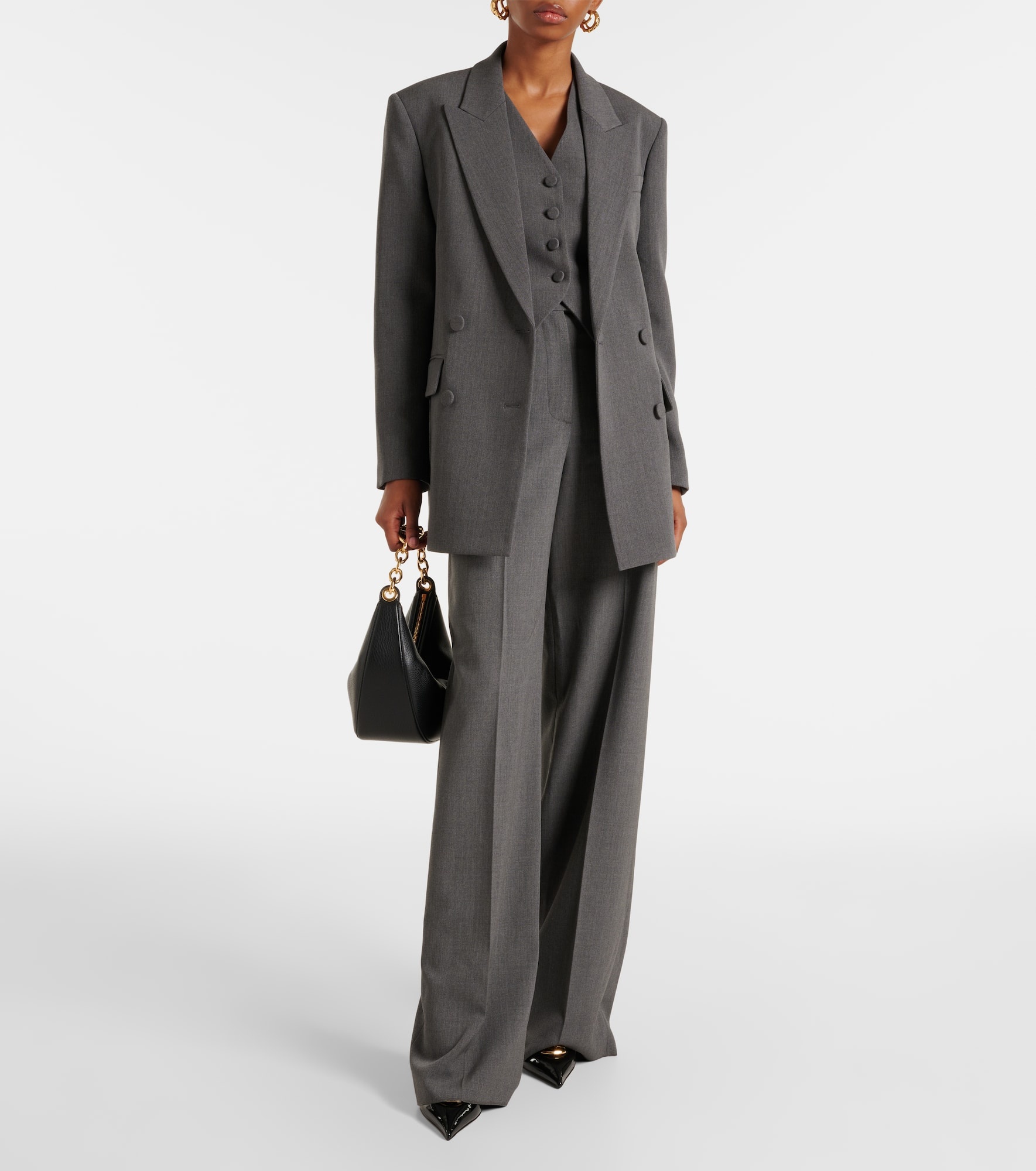 High-rise wool straight pants - 2