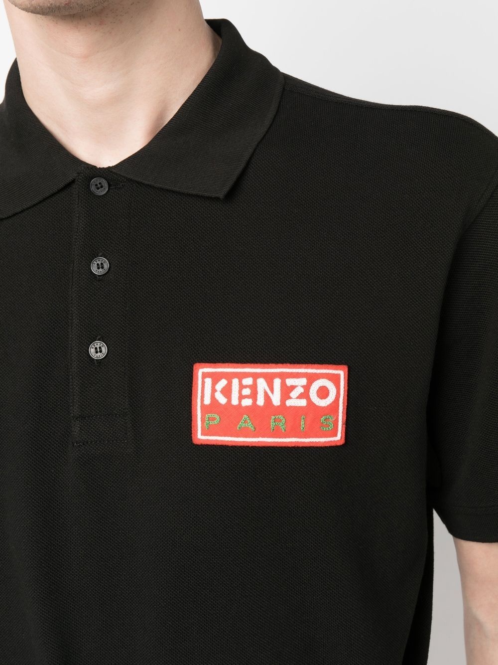logo-patch cotton polo shirt - 5