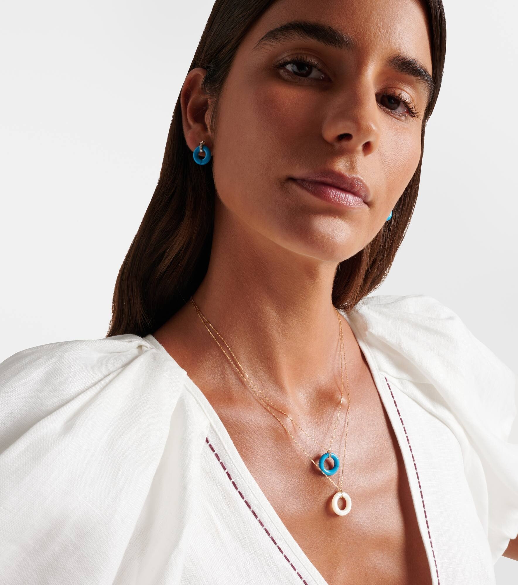 14kt gold pendant necklace with turquoise - 2