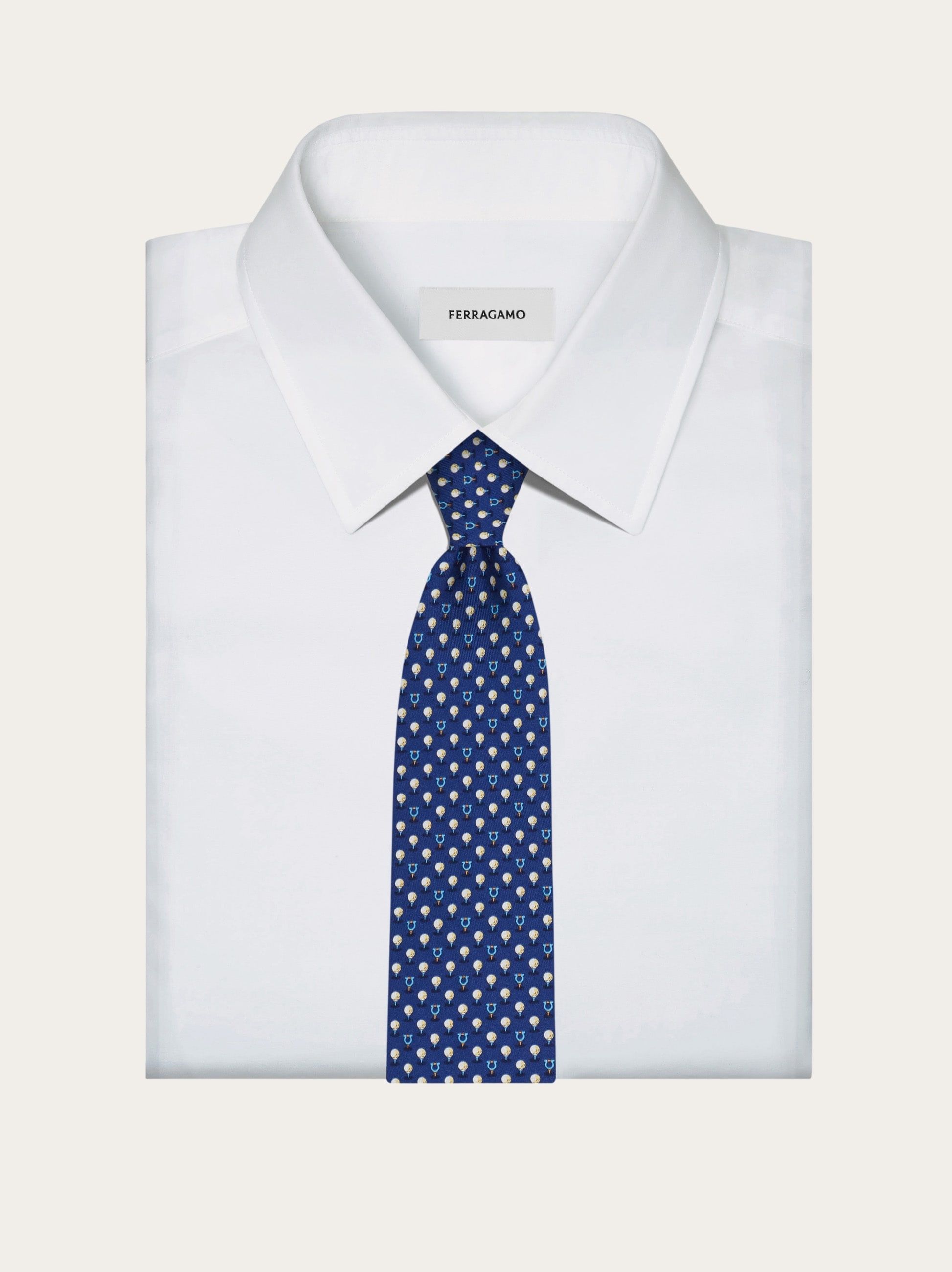 Silk tie with golf and Gancini - 4