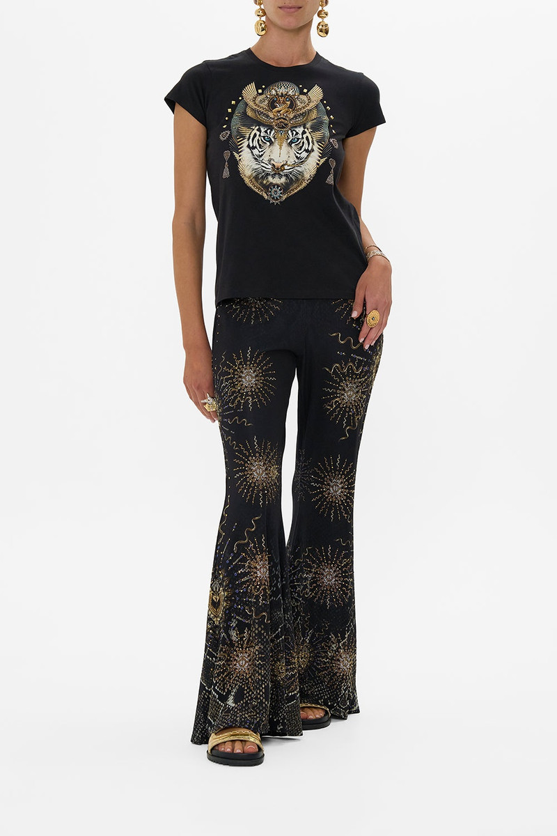CAMILLA SLIM FIT ROUND NECK T-SHIRT - BLK/GOLD outlook