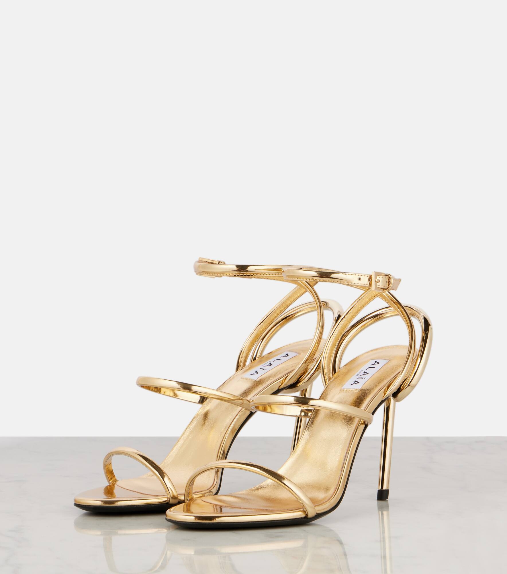 Strappy metallic leather sandals - 4