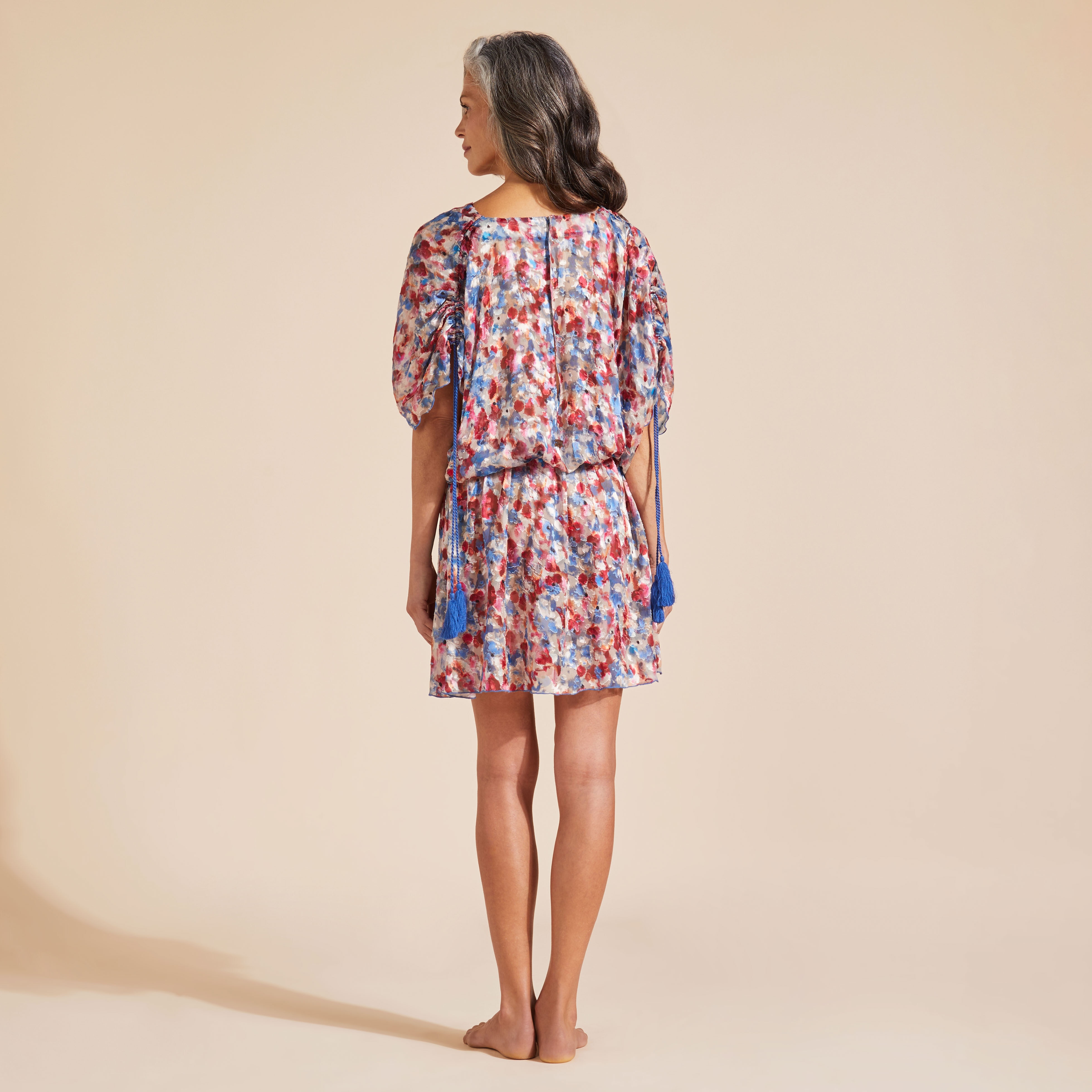 Women Viscose Fluid Cover-up Flowers in the Sky - 4