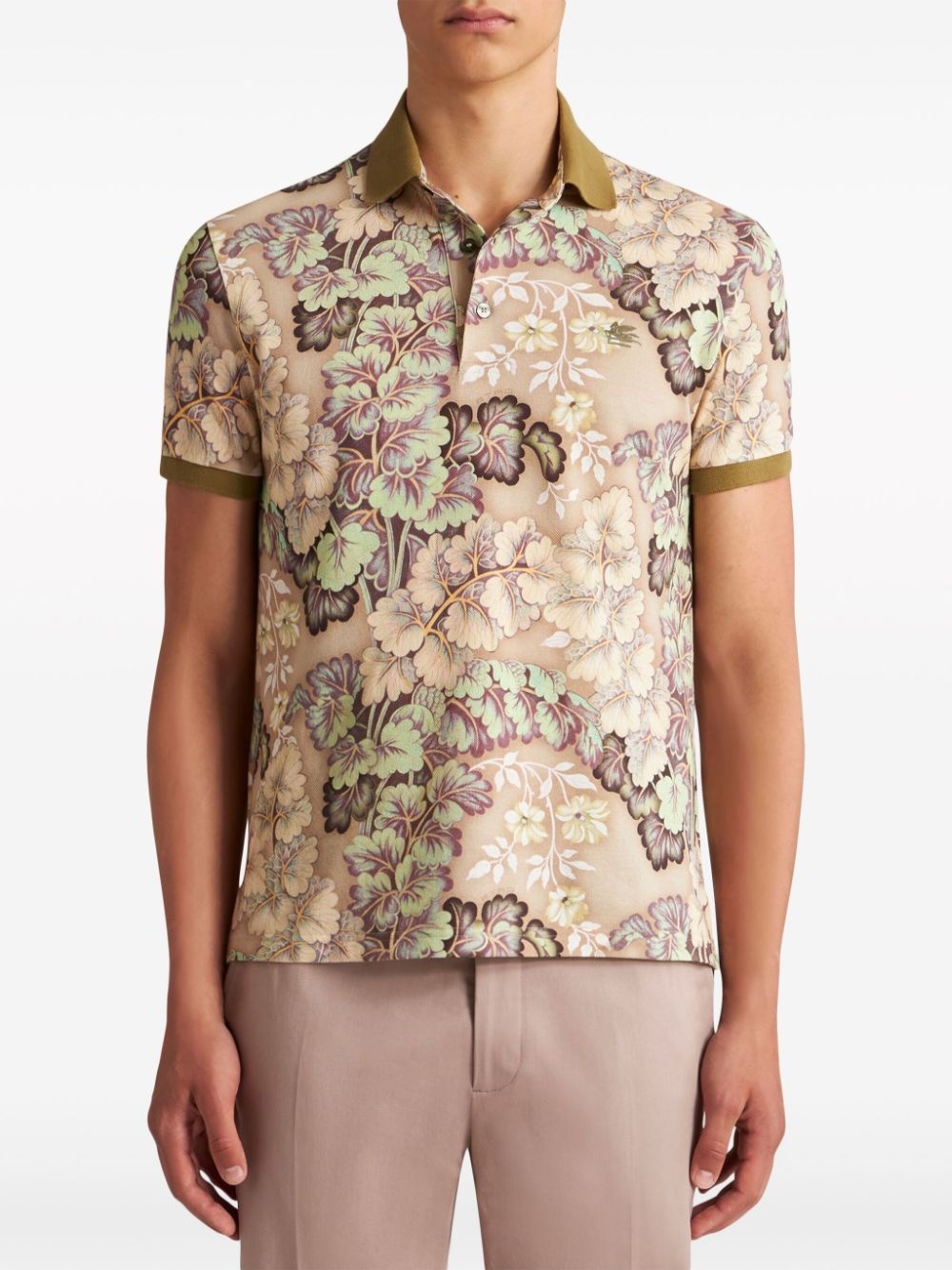 floral-print cotton polo shirt - 2