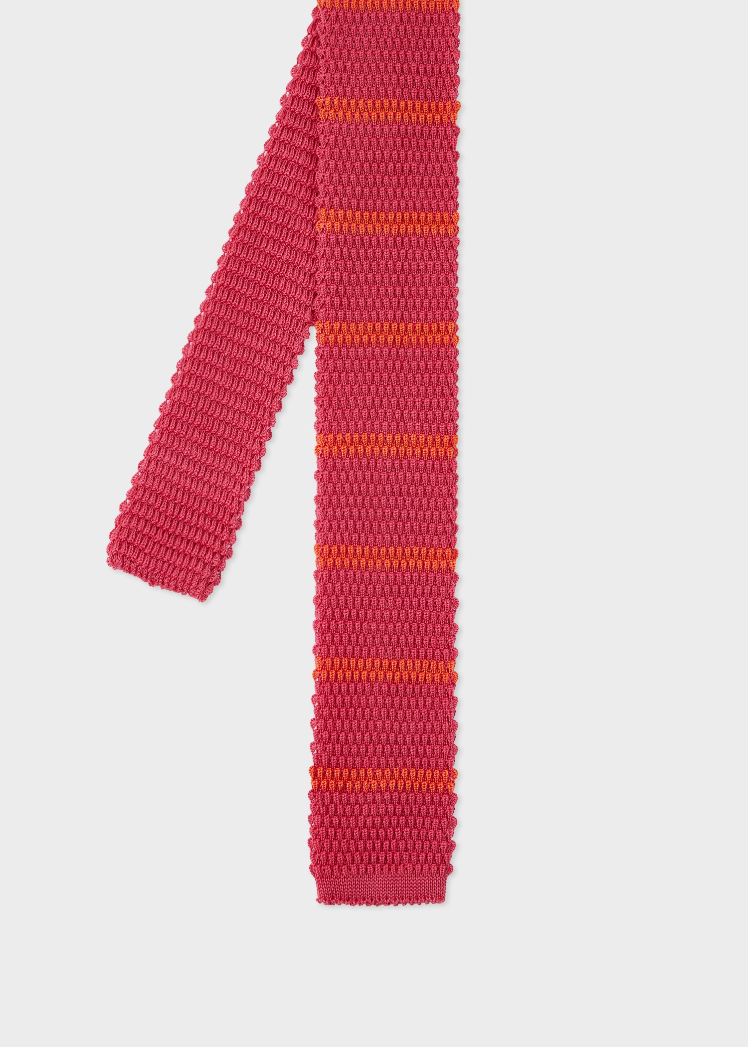Pink and Orange Knitted Stripe Tie - 1