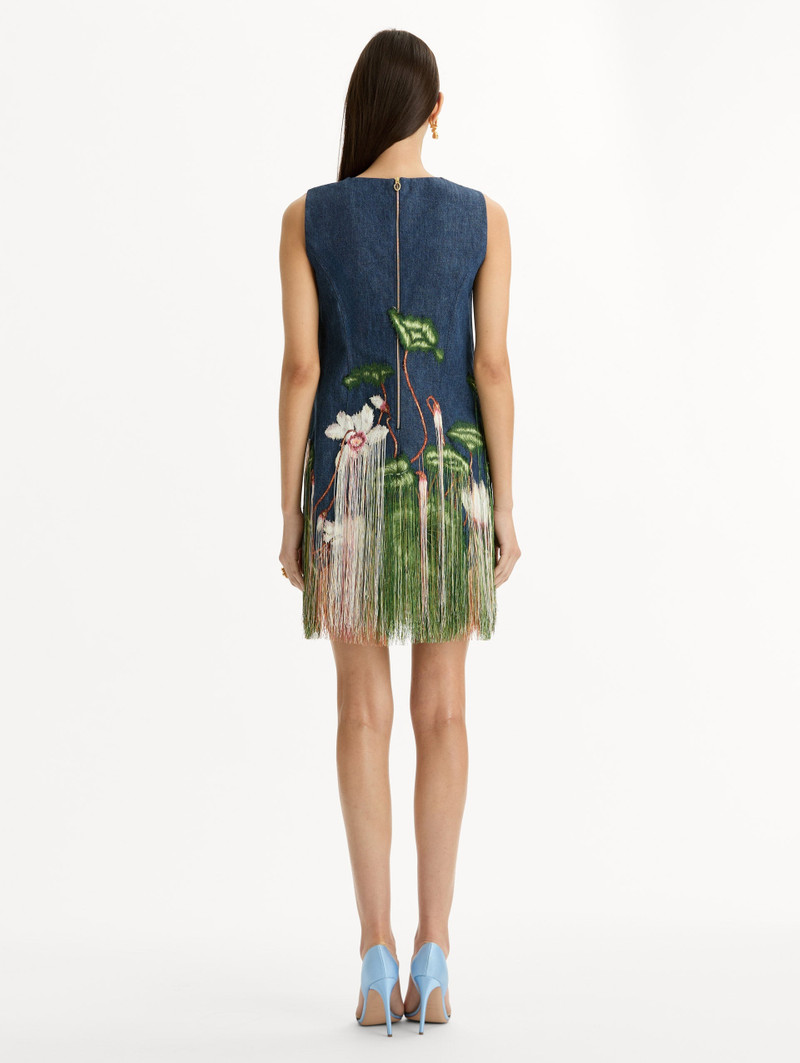 CHINÉ CYCLAMEN THREADWORK FRINGE SHIFT DRESS 3