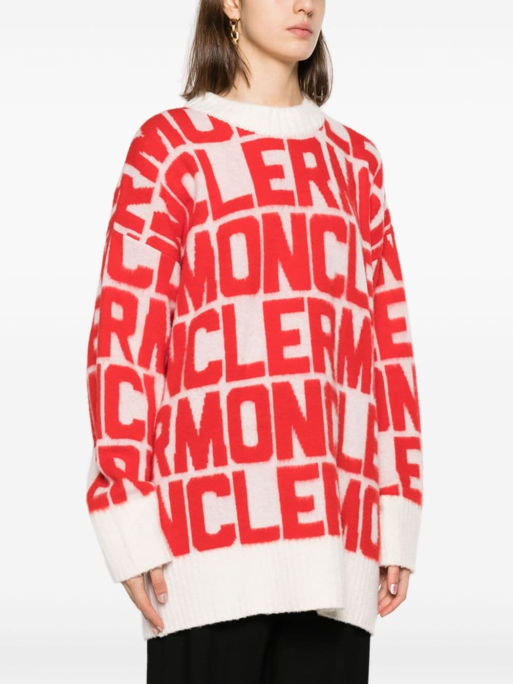 logo-jacquard wool jumper - 3