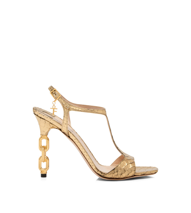 LAMINATED STAMPED PYTHON LEATHER GALAXY SANDAL 1