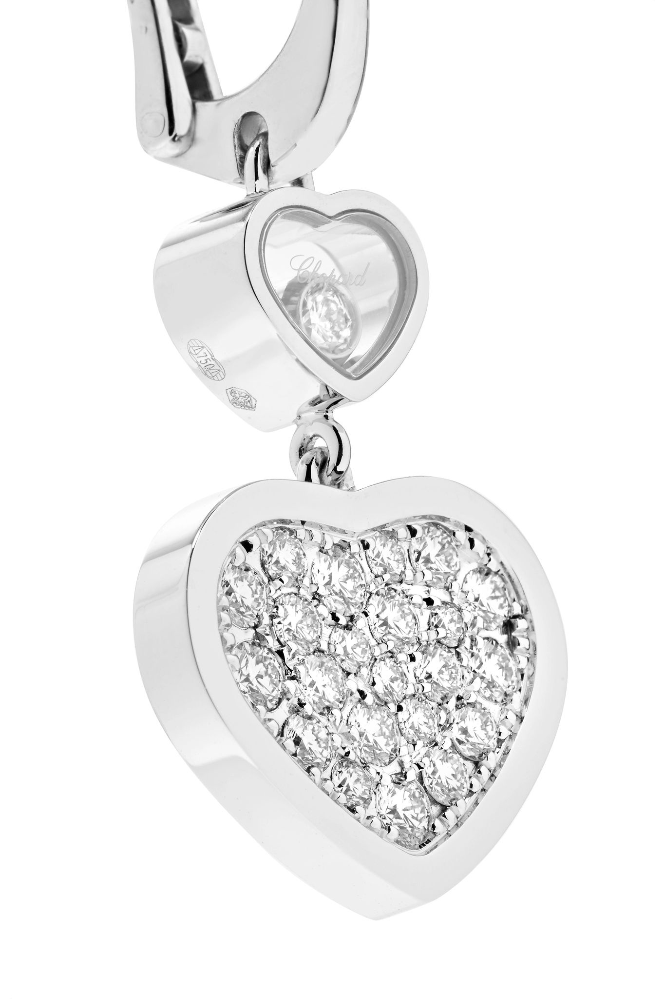  Happy Hearts 18-karat white gold diamond earrings    - 4