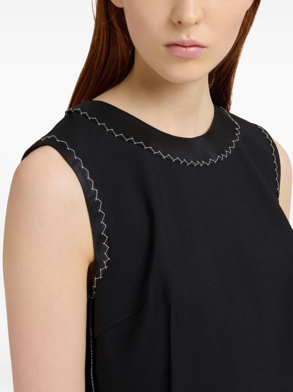 stitched-detail sleeveless midi dress - 4