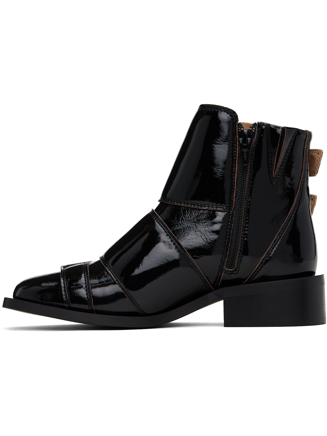 Black Feminine Buckle Naplack Boots - 3