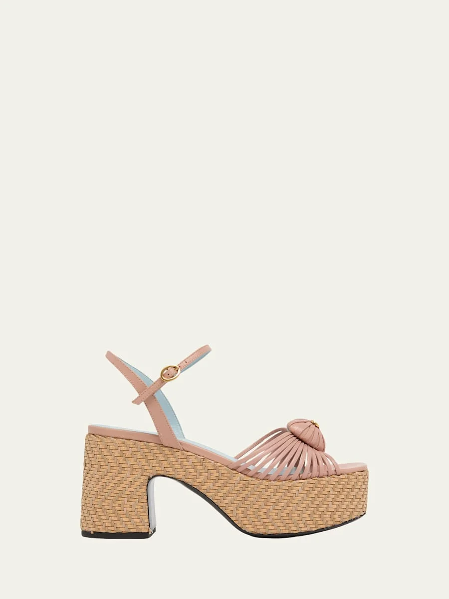 80mm Coeur Royal VLogo Leather Platform Sandals - 1