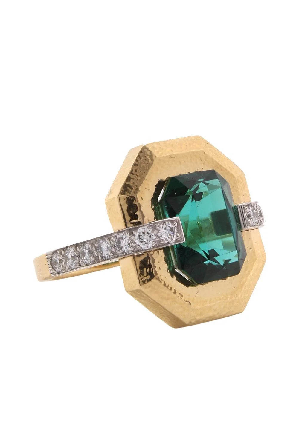 Green Tourmaline Diamond Avenue Ring - 1
