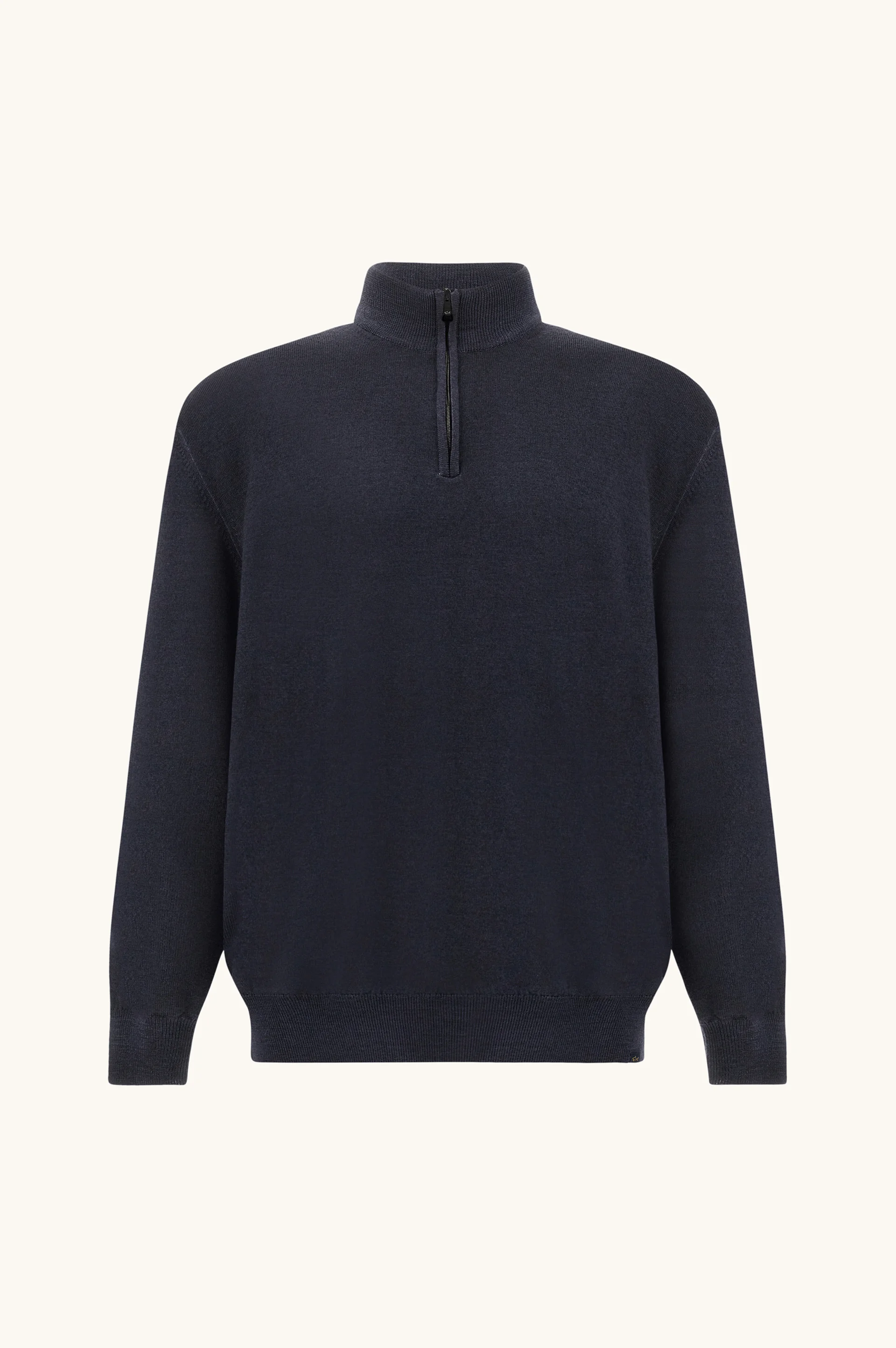 GARMENT-DYED HALF-ZIP WOOL SWEATER - 1