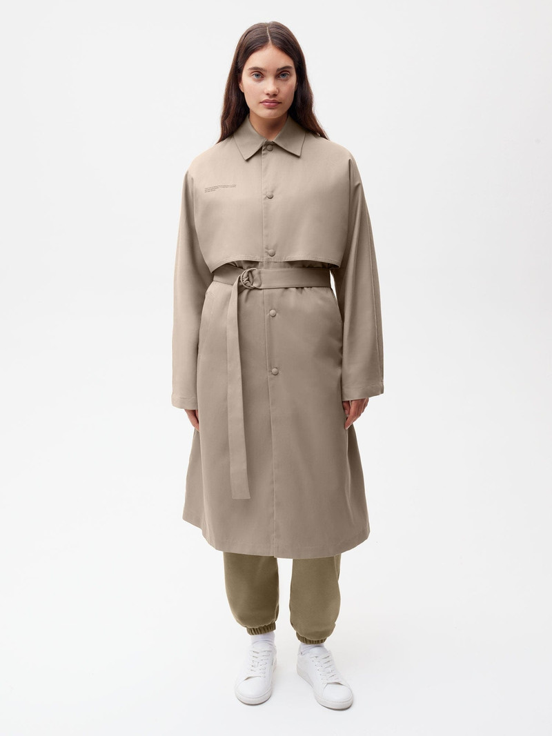 Womens Organic Cotton Trench Coat - Taupe 1