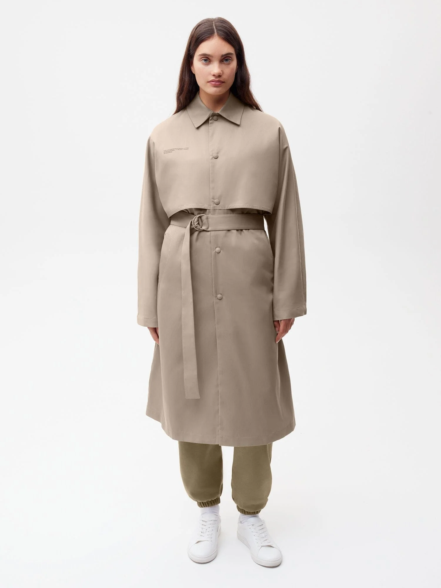 Womens Organic Cotton Trench Coat - Taupe - 1