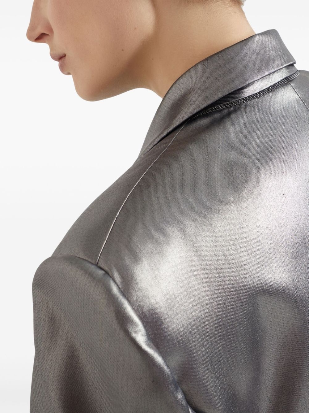 double-breasted metallic blazer - 5
