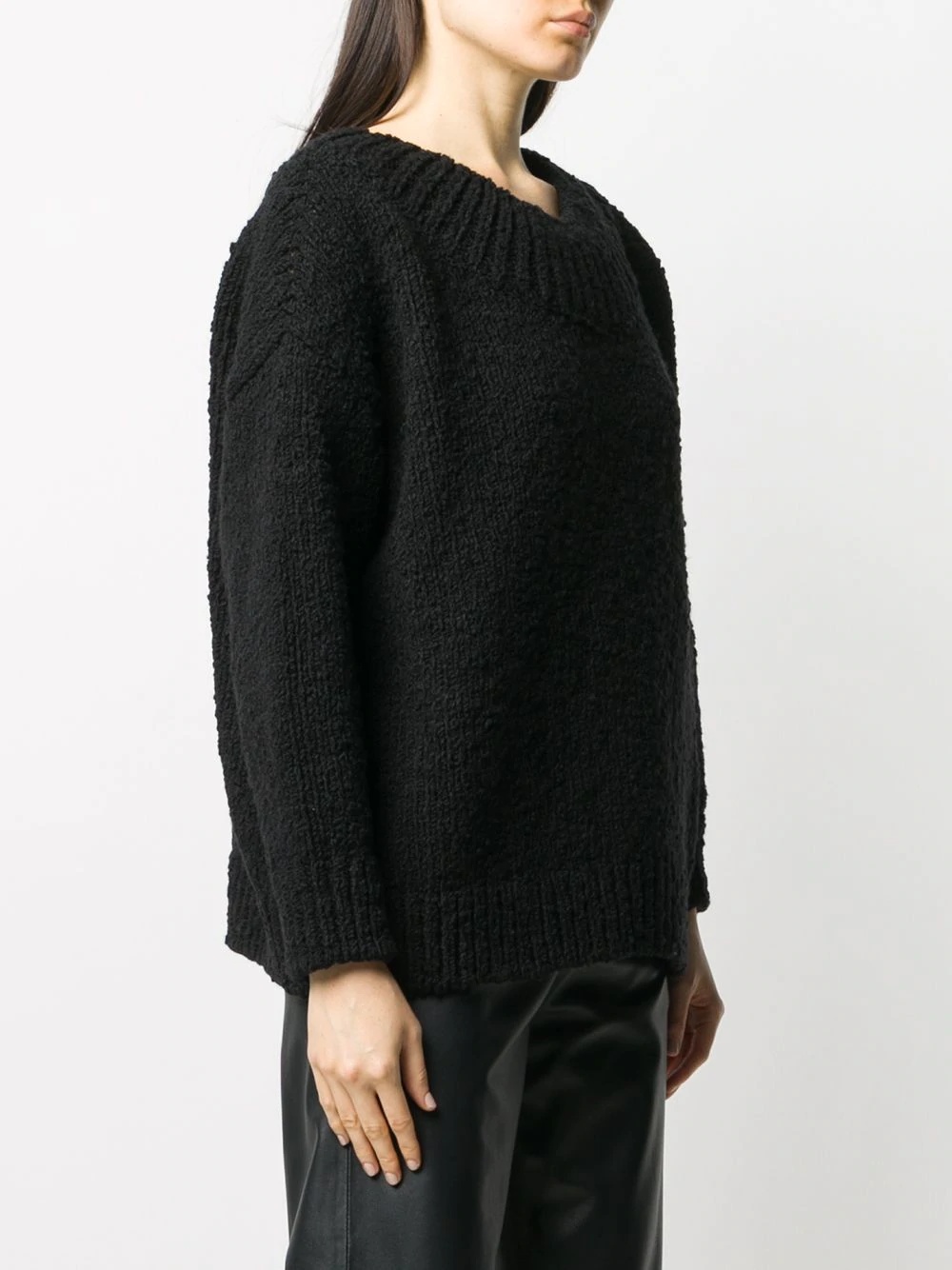 scoop neck knitted jumper - 3