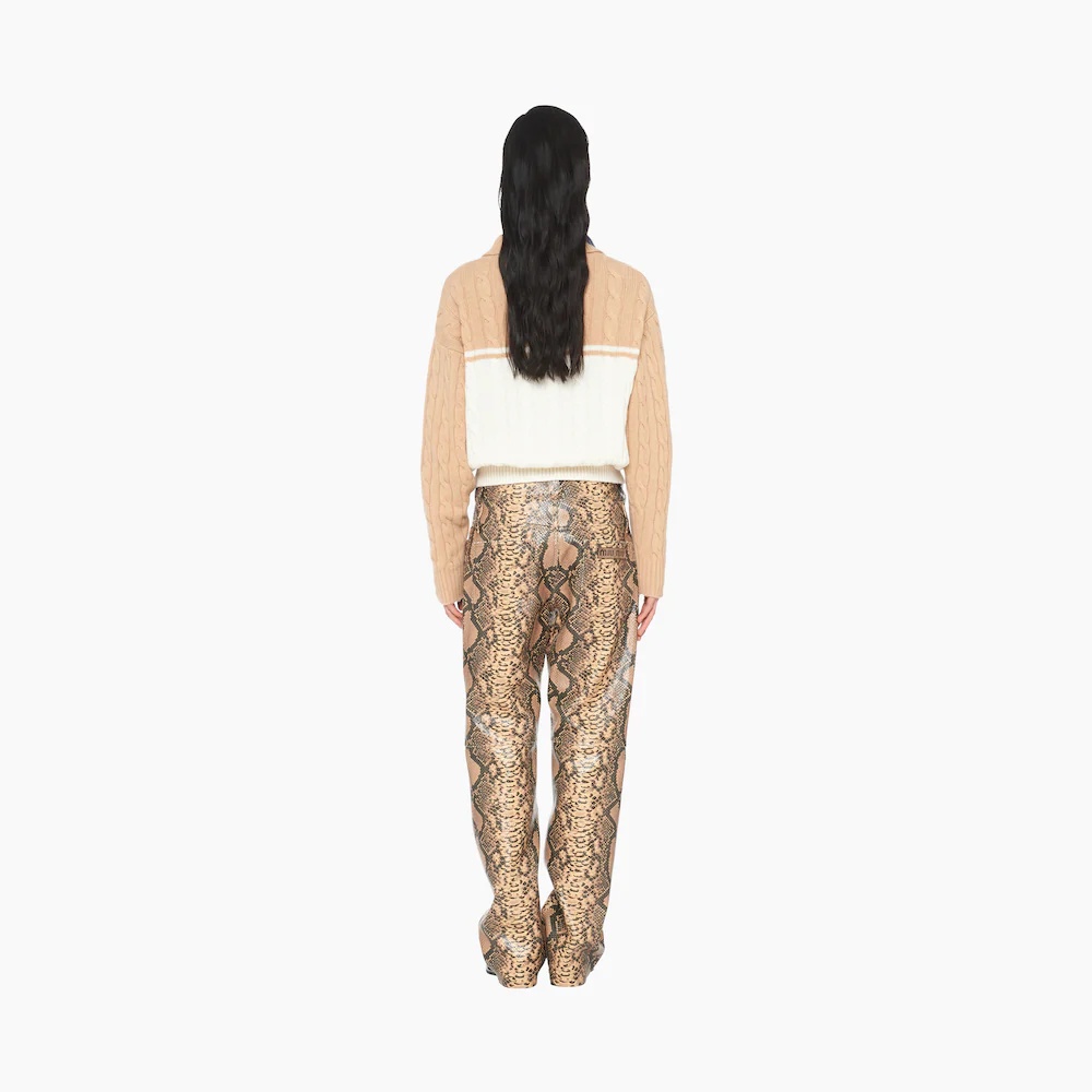 Python-print leather pants - 4