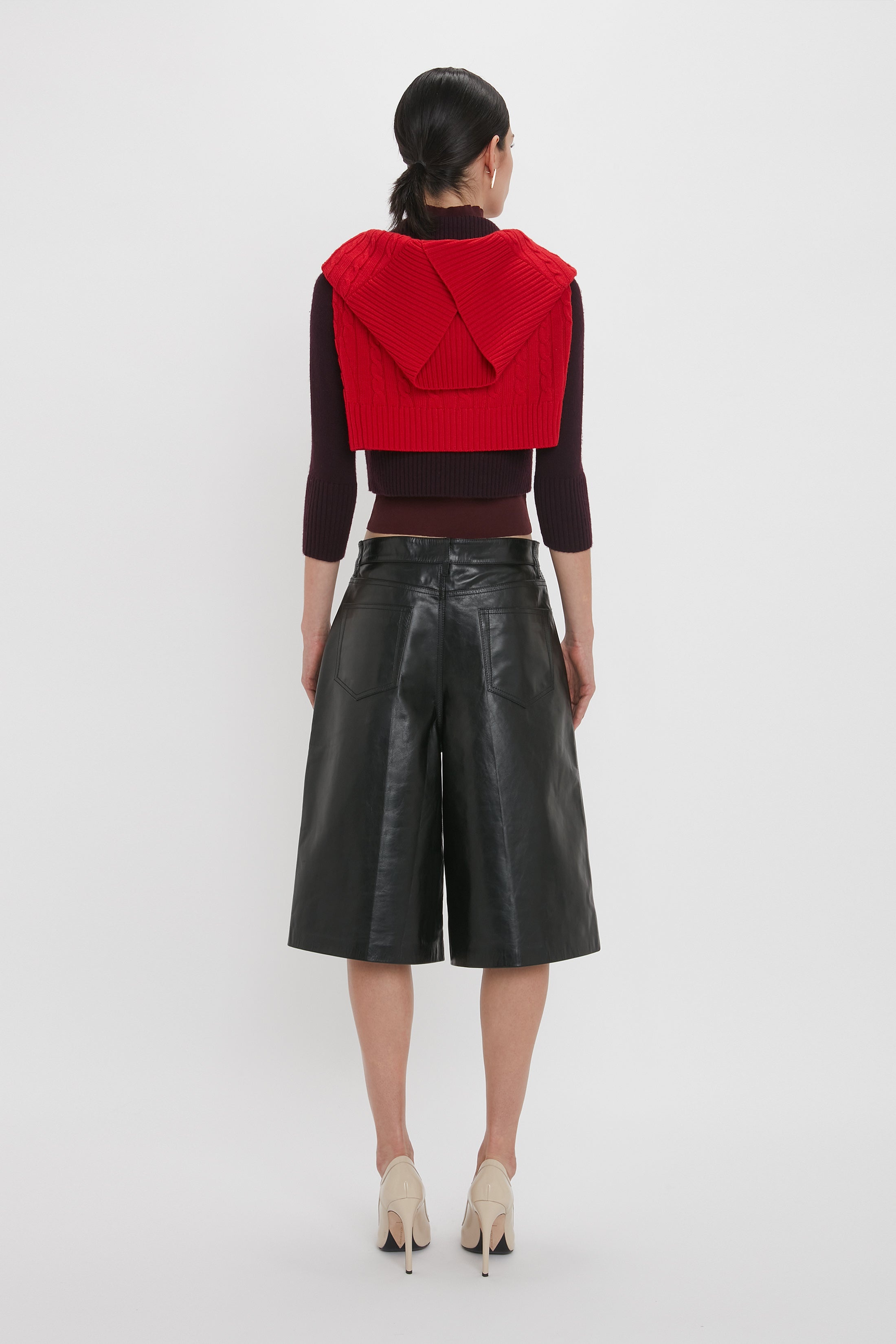 Leather Bermuda Short In Black - 4