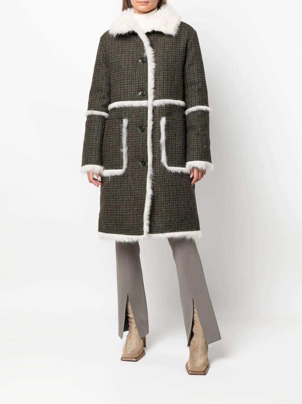 shearling wool coat - 6