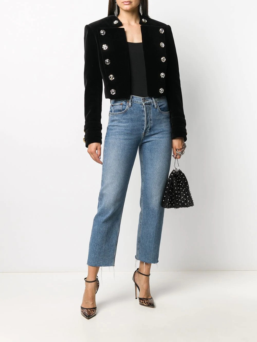 velvet crystal-embellished Spencer jacket - 2