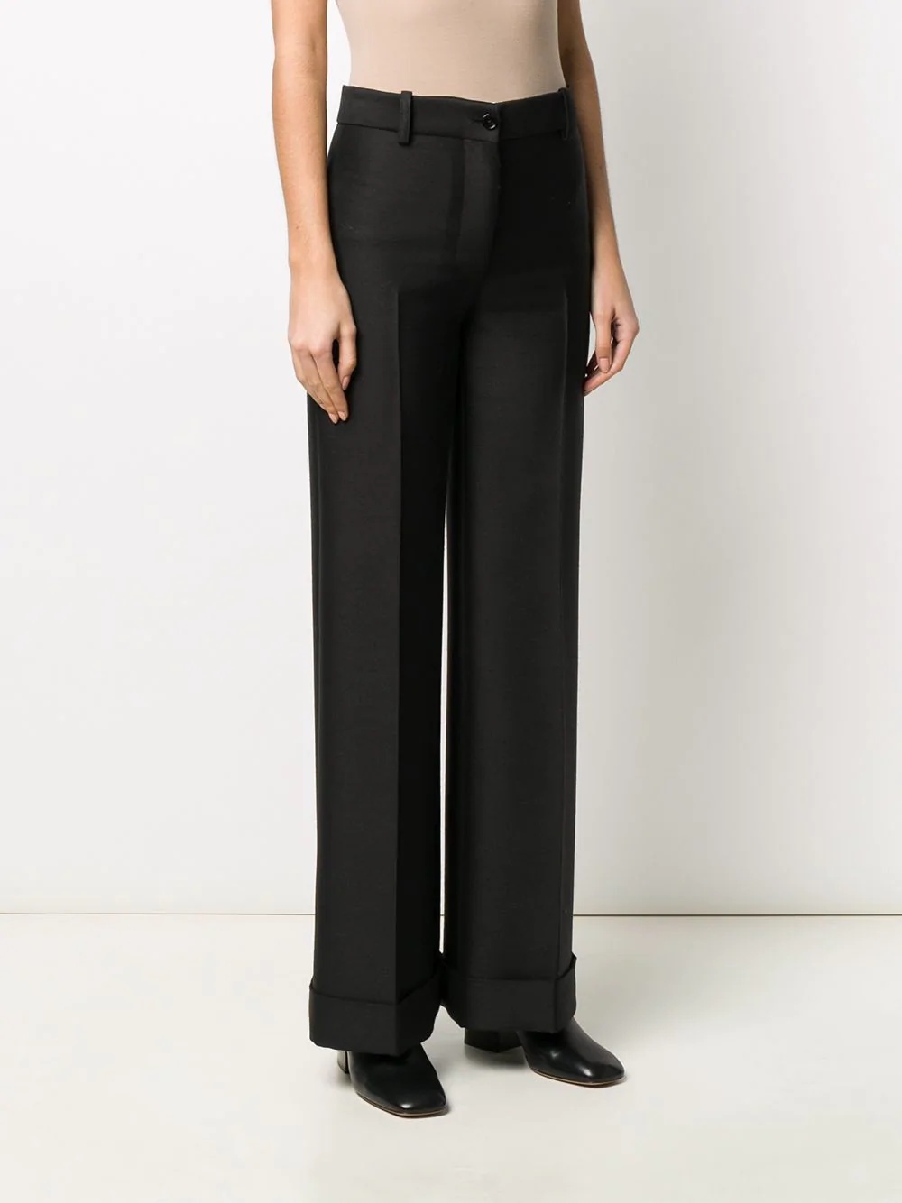 rolled hem straight-leg trousers - 3