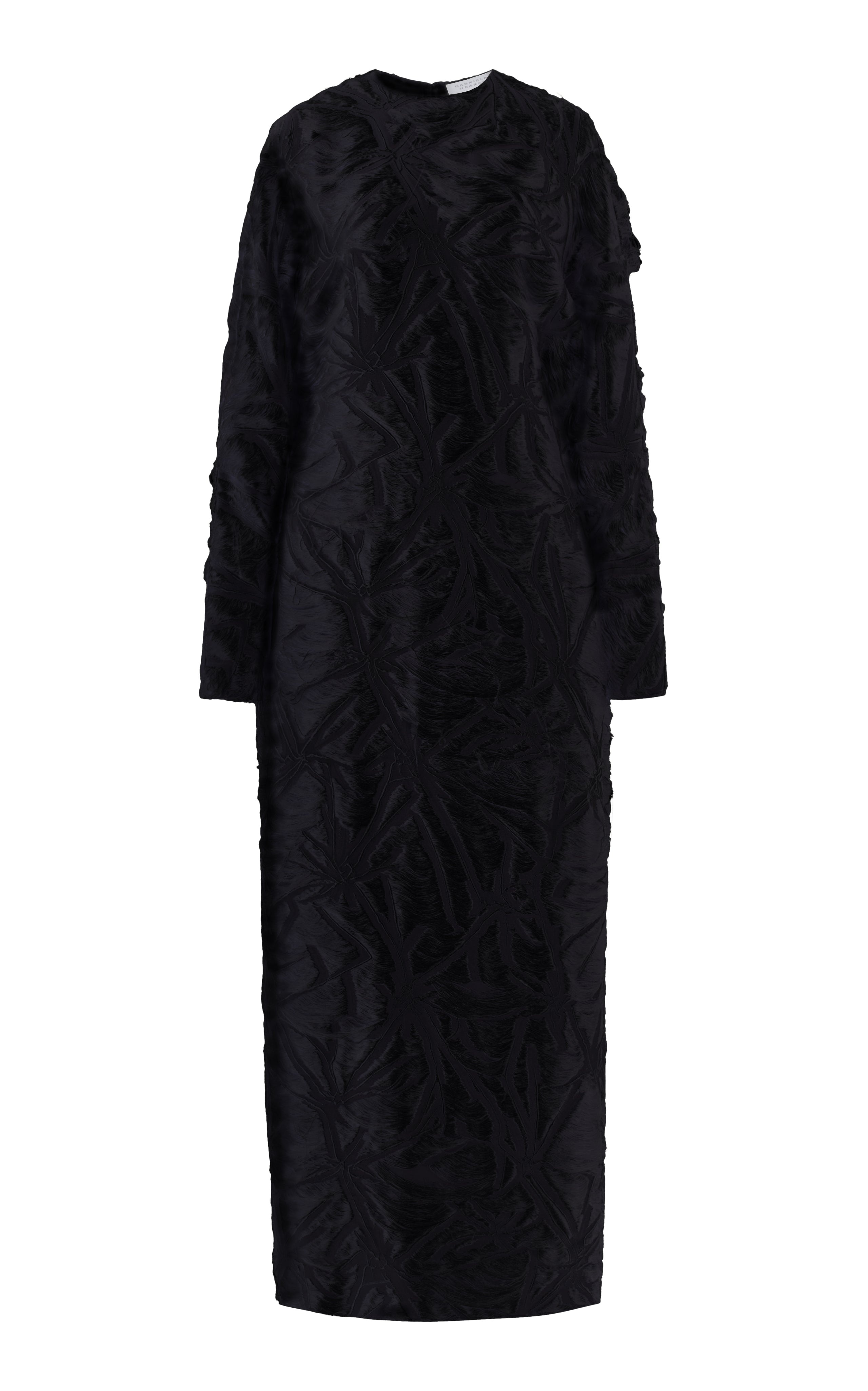 Brighting Dress in Black Silk Virgin Wool Jacquard - 1