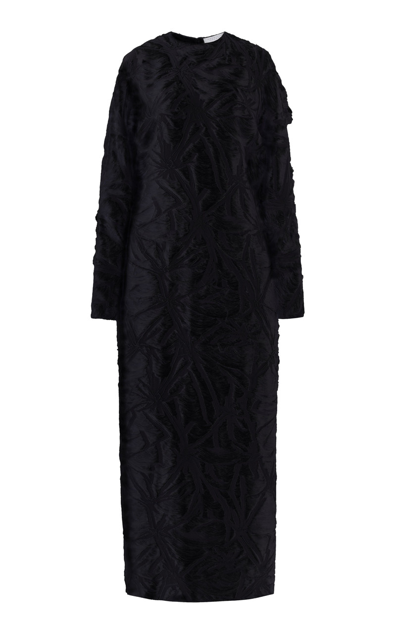 Brighting Dress in Black Silk Virgin Wool Jacquard 1