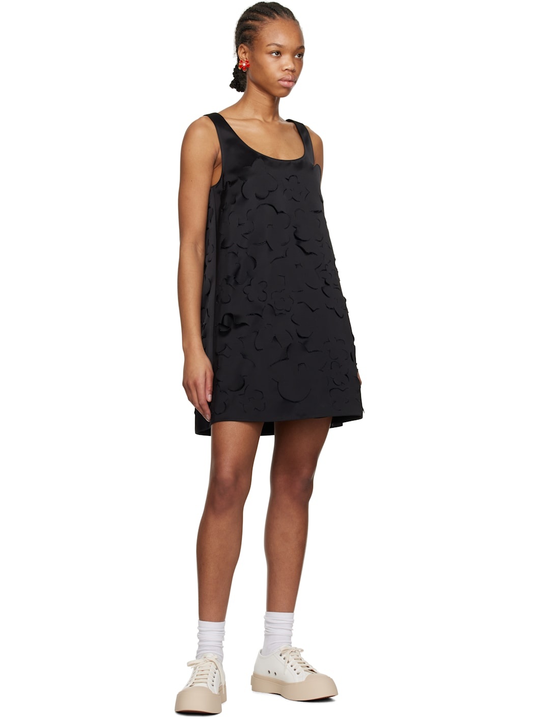 Marni FLARED DUCHESS SATIN DRESS WITH CUT OUT DETAIL