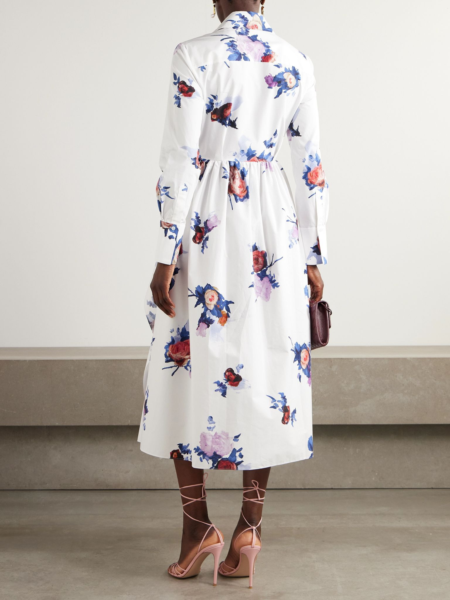Floral-print cotton-poplin midi shirt dress Multi - 3