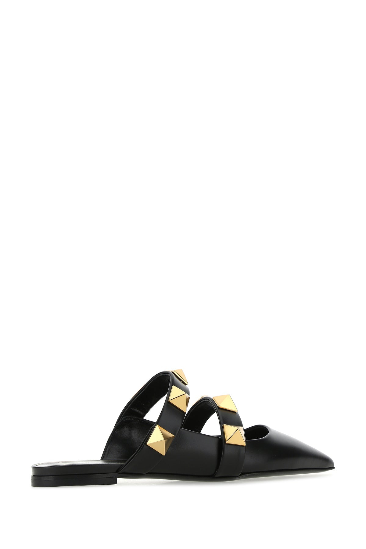 Black leather Roman Stud slippers - 3