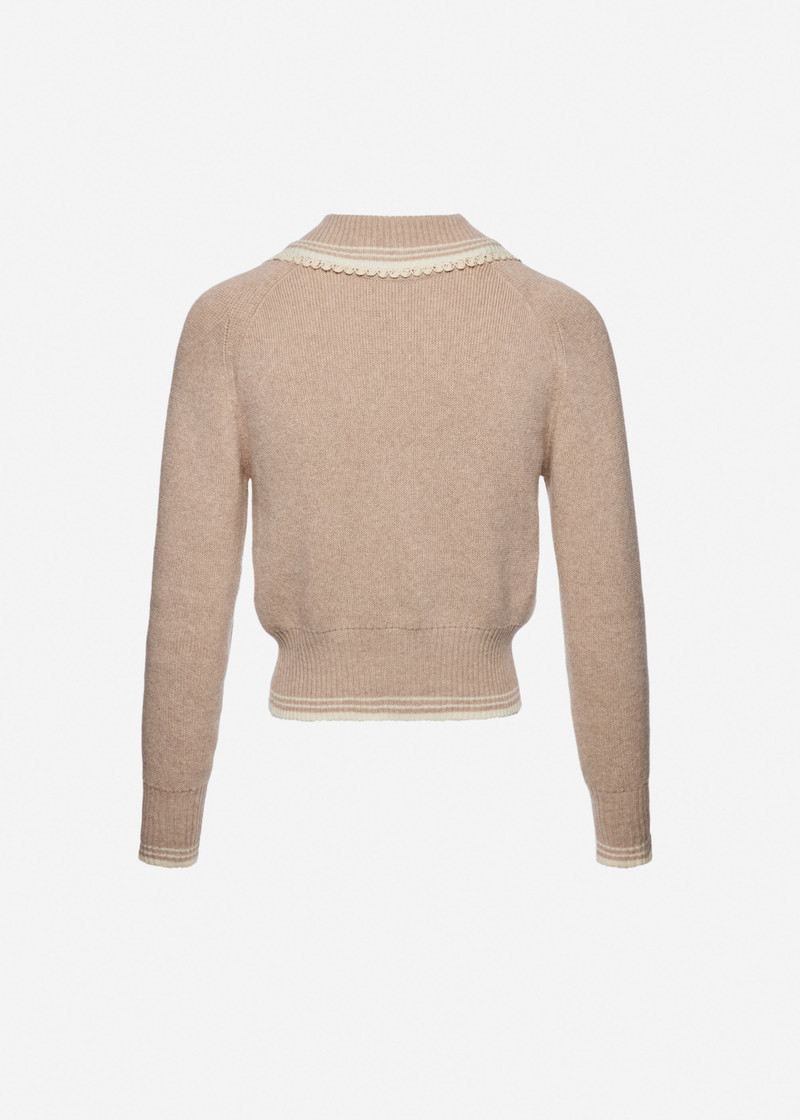 Reversible buttoned polo sweater in beige 2