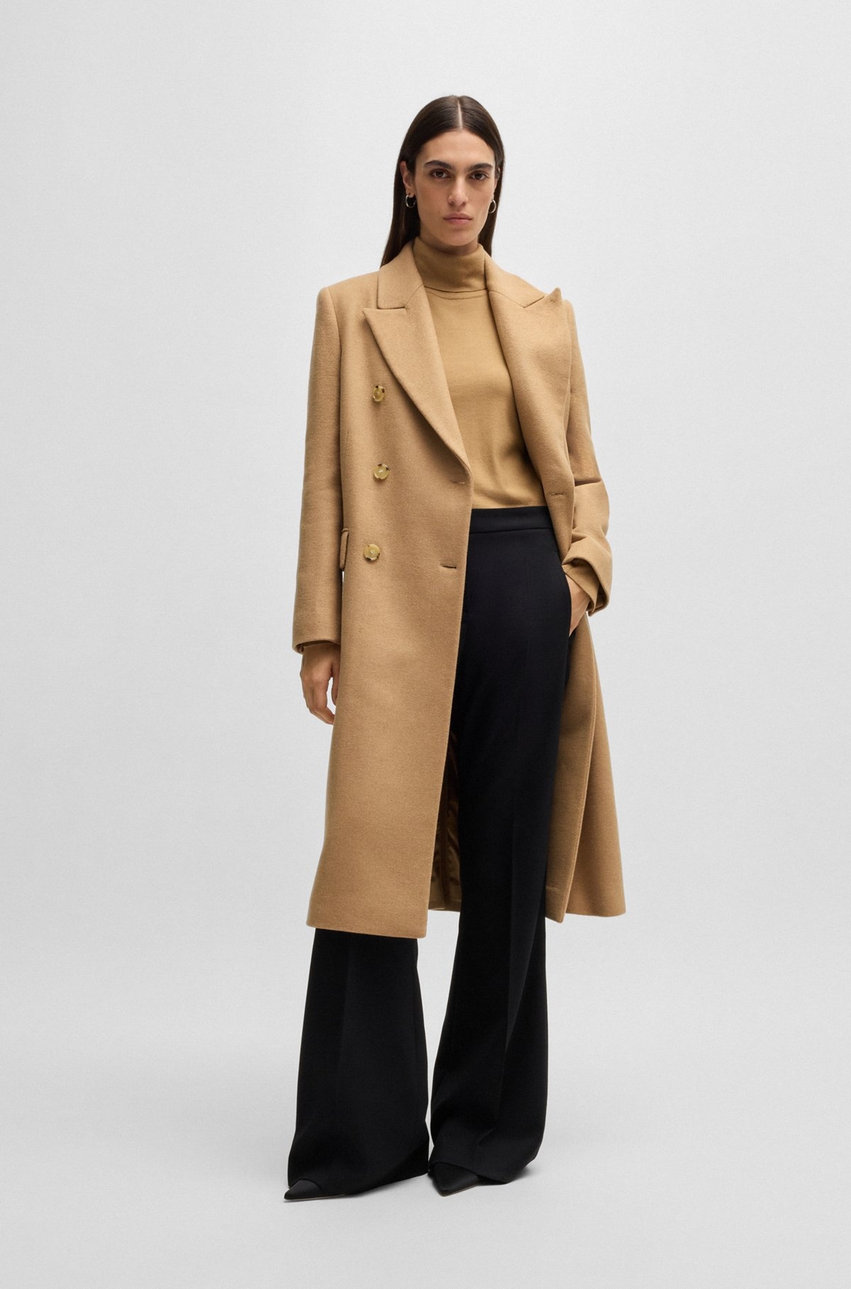 LONG-LENGTH TWILL COAT WITH DOUBLE-BREASTED CLOSURE - 2